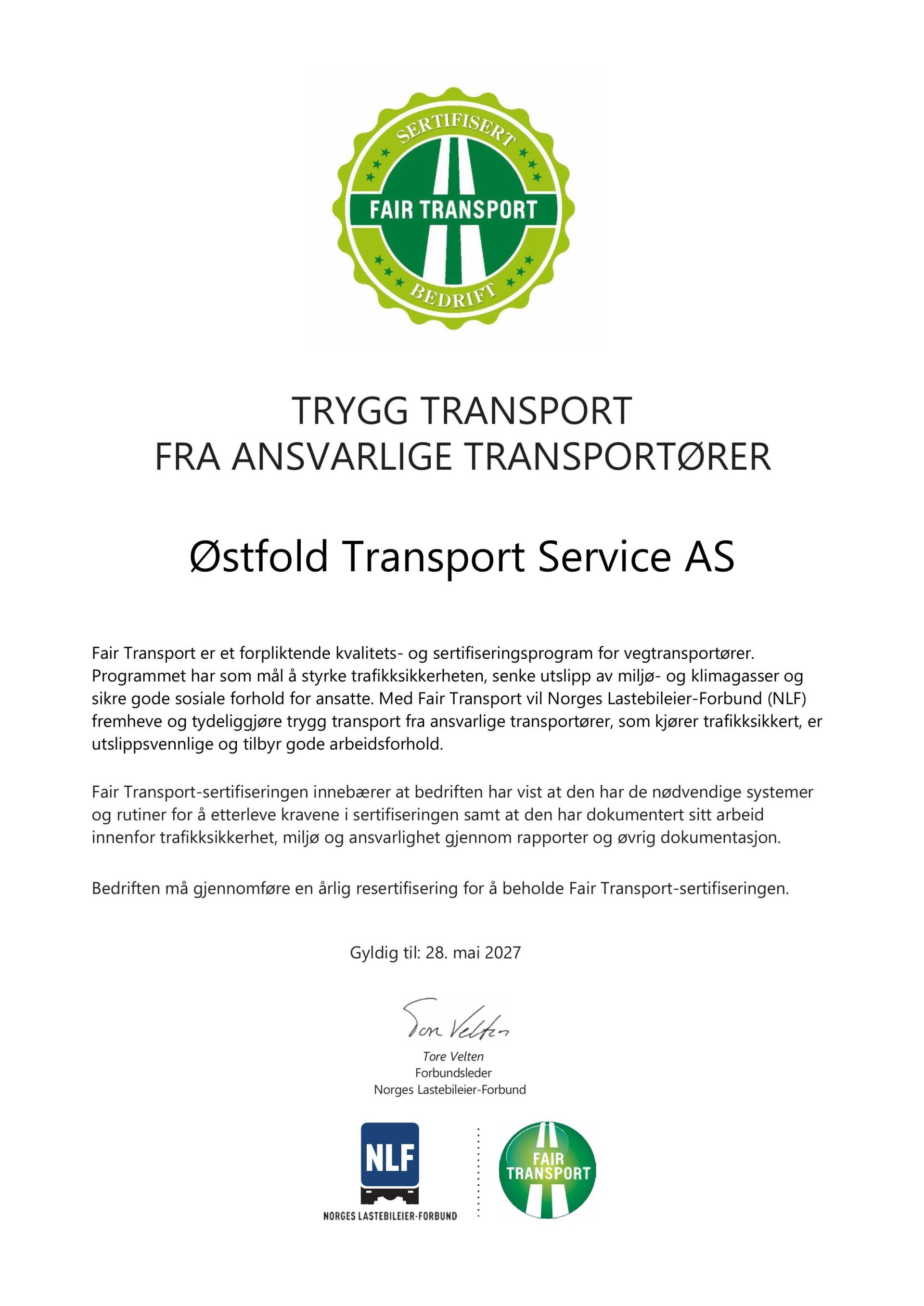 Fair Transport_sertifikat_2026_Østfold Transport Service AS Fair Transport Sertifikat 2026 Østfold Transport Service As